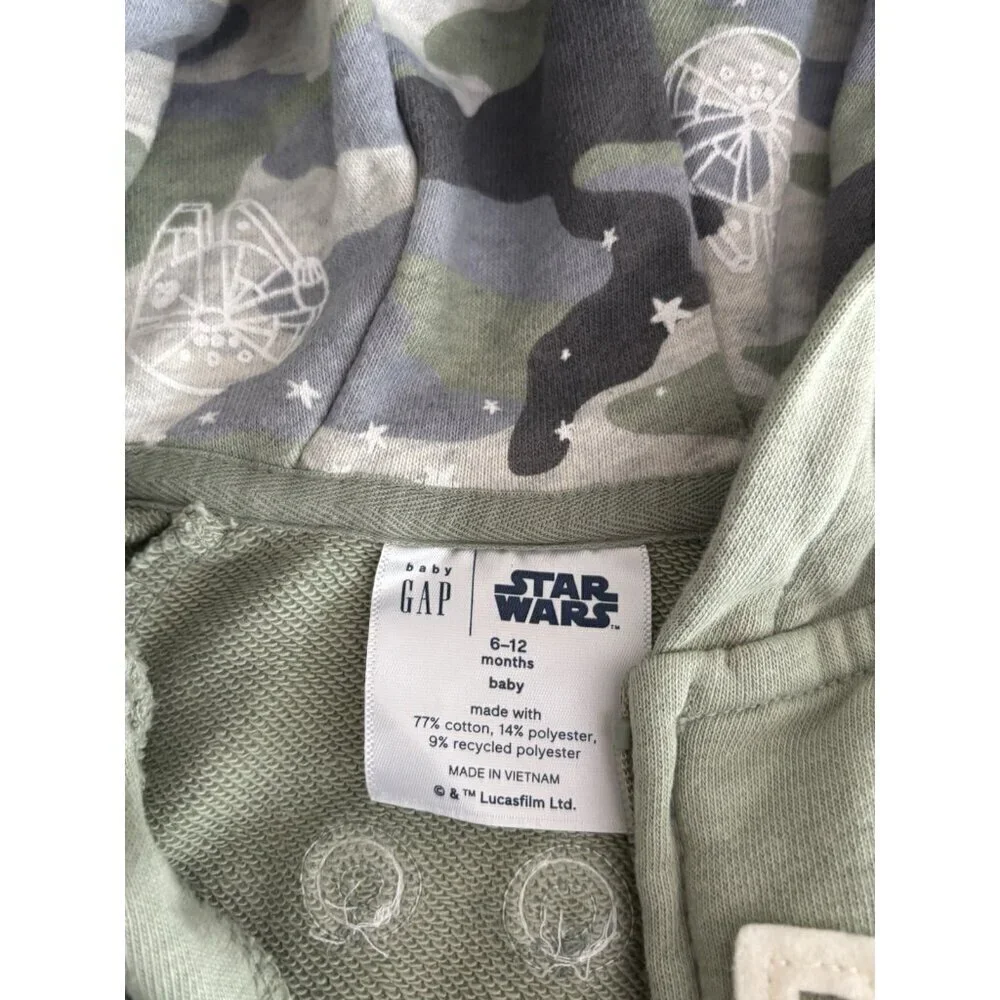 Yoda Star Wars Zipper Hoodie Baby Gap 3-6M Sweatshirt Top with Ears & Shorts Set